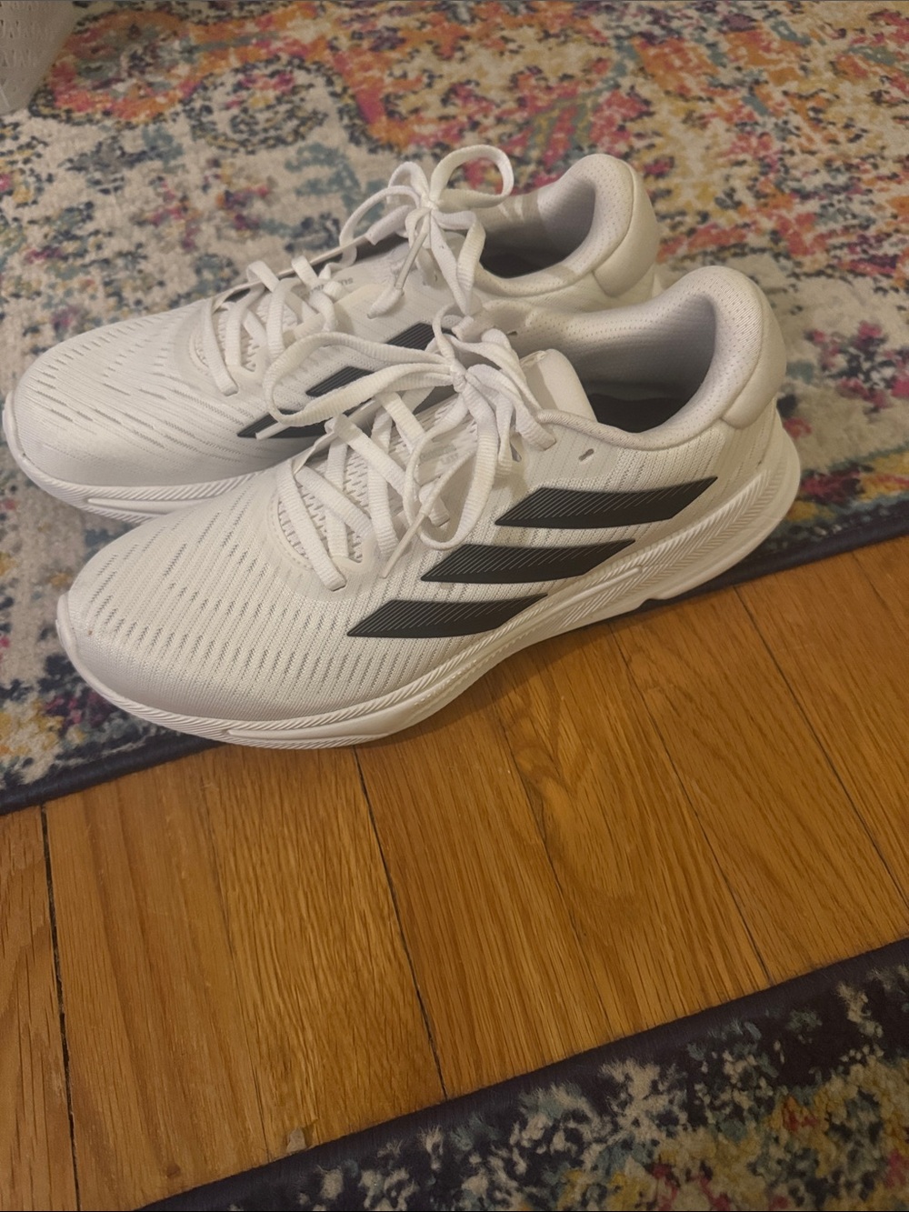 adidas White Sneakers with Black Three-Stripes